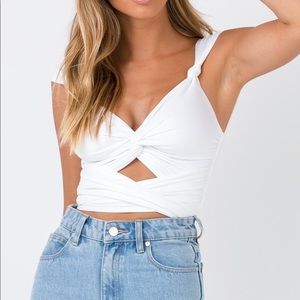 Tie up white crop top